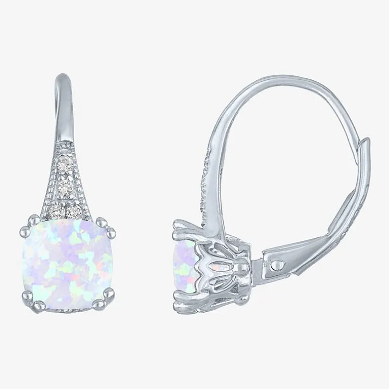 Gemstone Sterling Silver Cushion Drop Earrings