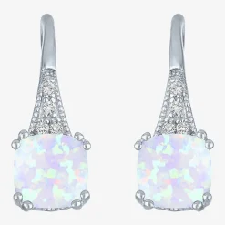 Gemstone Sterling Silver Cushion Drop Earrings