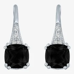 Gemstone Sterling Silver Cushion Drop Earrings