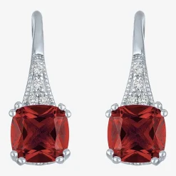 Gemstone Sterling Silver Cushion Drop Earrings