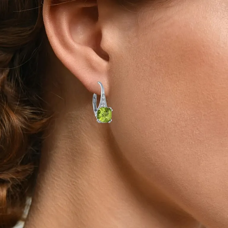 Gemstone Sterling Silver Cushion Drop Earrings