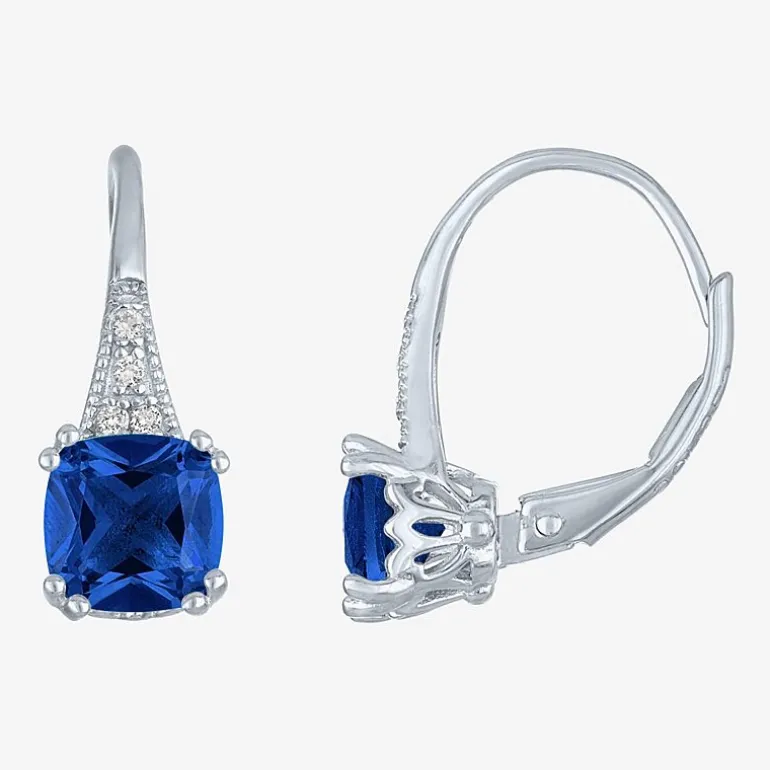 Gemstone Sterling Silver Cushion Drop Earrings