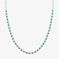 Gemstone Sterling Silver 18 Inch Tennis Necklace