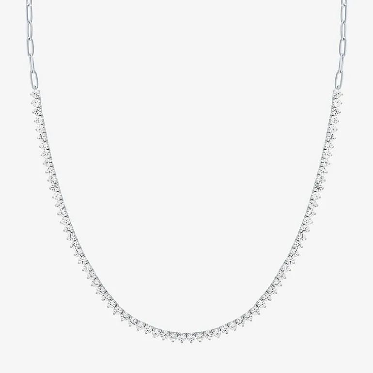 Gemstone Sterling Silver 18 Inch Tennis Necklace