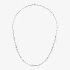 Gemstone Sterling Silver 18 Inch Tennis Necklace