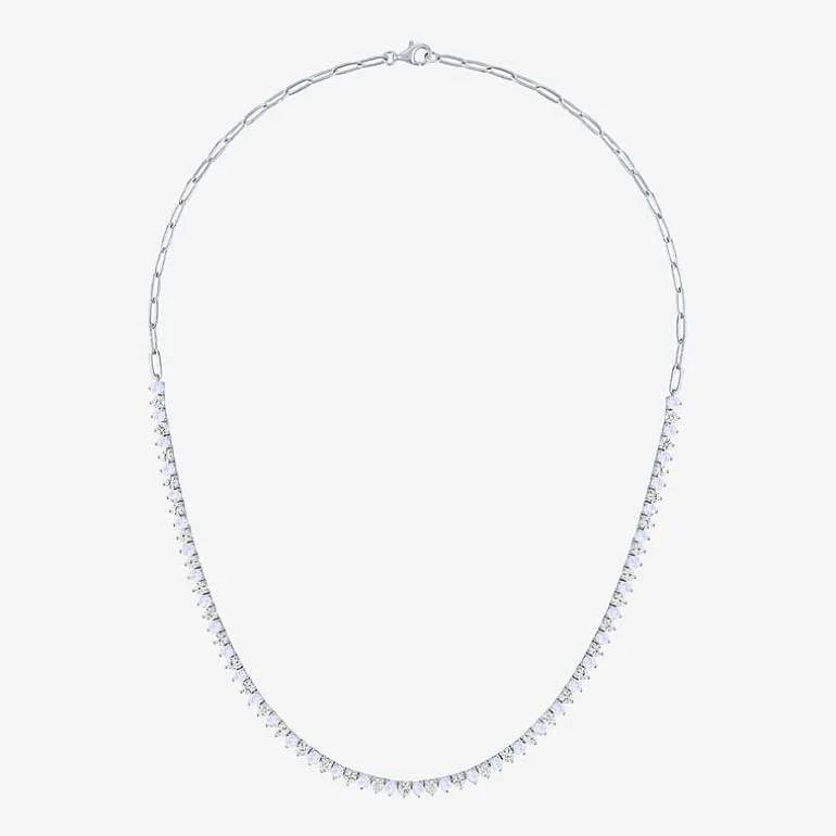Gemstone Sterling Silver 18 Inch Tennis Necklace