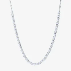 Gemstone Sterling Silver 18 Inch Tennis Necklace