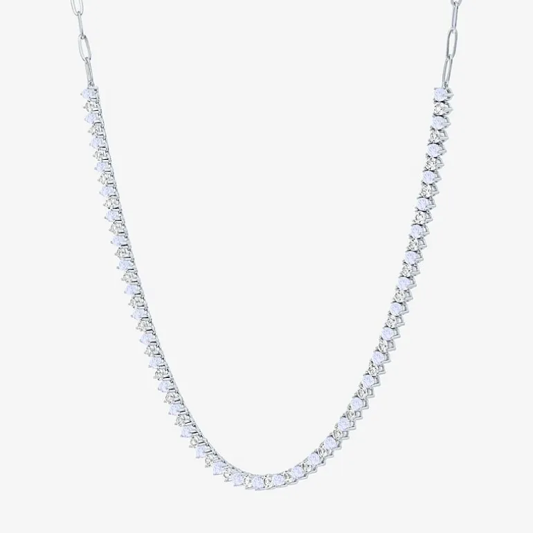 Gemstone Sterling Silver 18 Inch Tennis Necklace