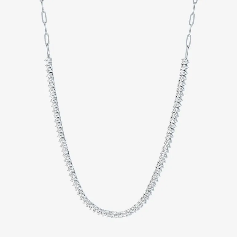 Gemstone Sterling Silver 18 Inch Tennis Necklace