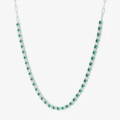 Gemstone Sterling Silver 18 Inch Tennis Necklace