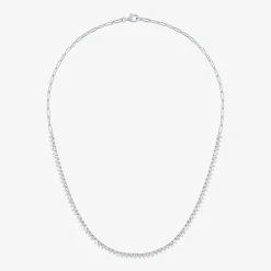 Gemstone Sterling Silver 18 Inch Tennis Necklace