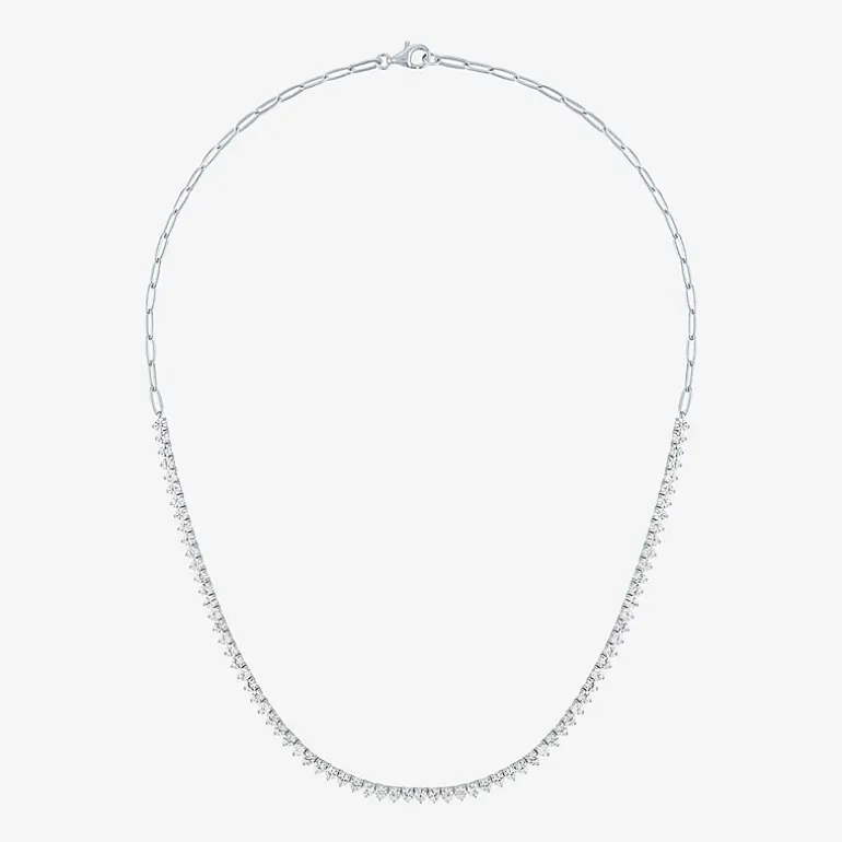 Gemstone Sterling Silver 18 Inch Tennis Necklace