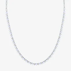Gemstone Sterling Silver 18 Inch Tennis Necklace