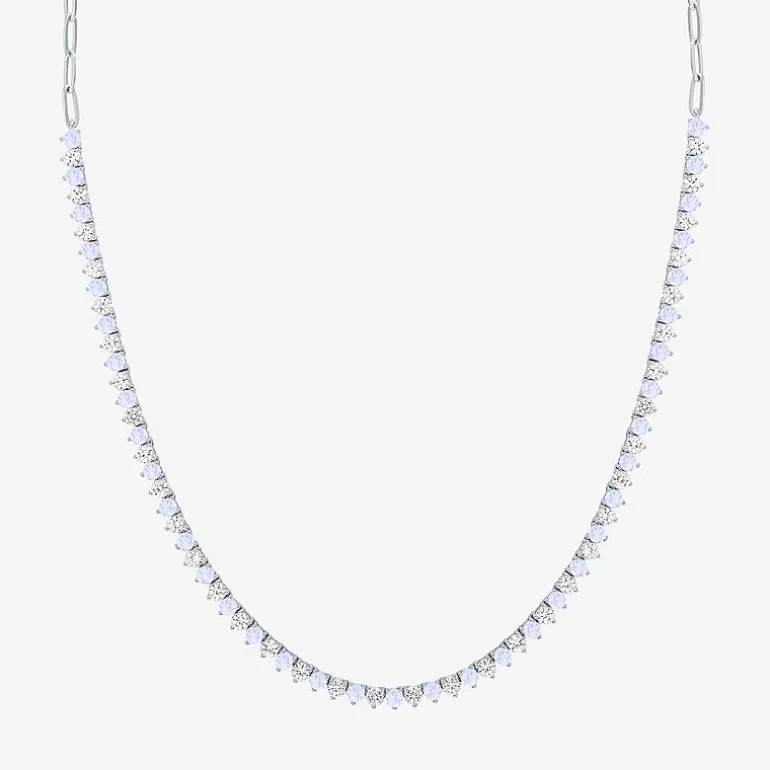 Gemstone Sterling Silver 18 Inch Tennis Necklace