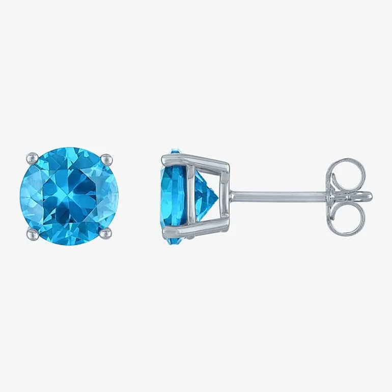 Gemstone Sterling Silver 7mm Stud Earrings