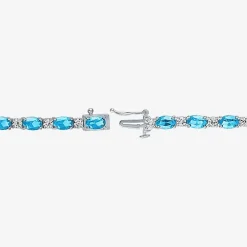 Gemstone Sterling Silver Oval 7.5 Inch Tennis Bracelet