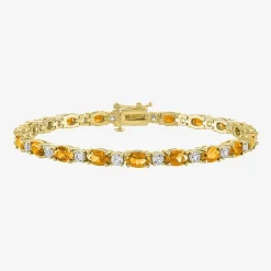 Gemstone Sterling Silver Oval 7.5 Inch Tennis Bracelet