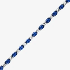 Gemstone Sterling Silver Oval 7.5 Inch Tennis Bracelet