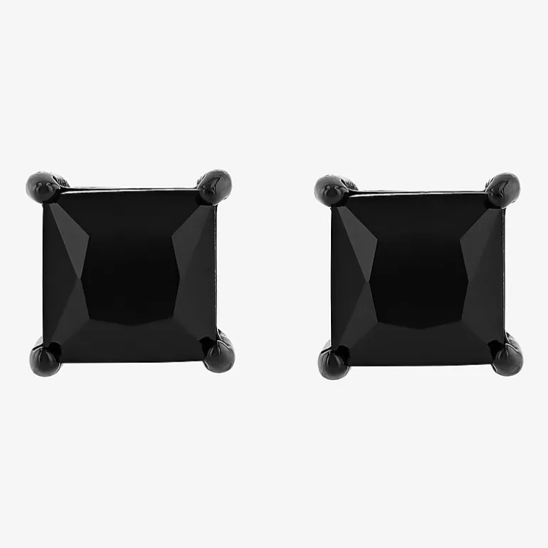 Genuine Black Spinel Stainless Steel 15mm Stud Earrings