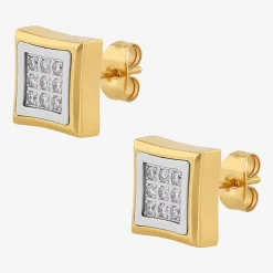 (G-H / I1) 1/4 CT. T.W. Lab Grown White Diamond Stainless Steel 10.7mm Square Stud Earrings
