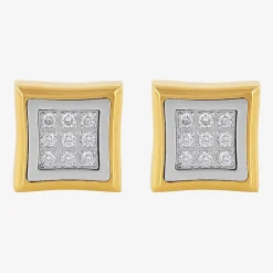 (G-H / I1) 1/4 CT. T.W. Lab Grown White Diamond Stainless Steel 10.7mm Square Stud Earrings