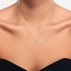 (G-H / I1-I2) Womens 1/5 CT. Lab Grown White Diamond Sterling Silver Round 18 Inch Pendant Necklace