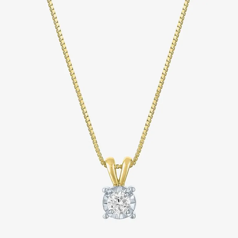 (G-H / I1-I2) Womens 1/5 CT. Lab Grown White Diamond Sterling Silver Round 18 Inch Pendant Necklace
