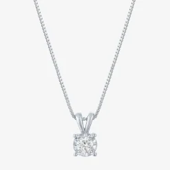 (G-H / I1-I2) Womens 1/5 CT. Lab Grown White Diamond Sterling Silver Round 18 Inch Pendant Necklace