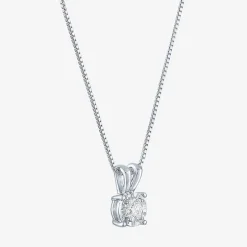 (G-H / I1-I2) Womens 1/5 CT. Lab Grown White Diamond Sterling Silver Round 18 Inch Pendant Necklace