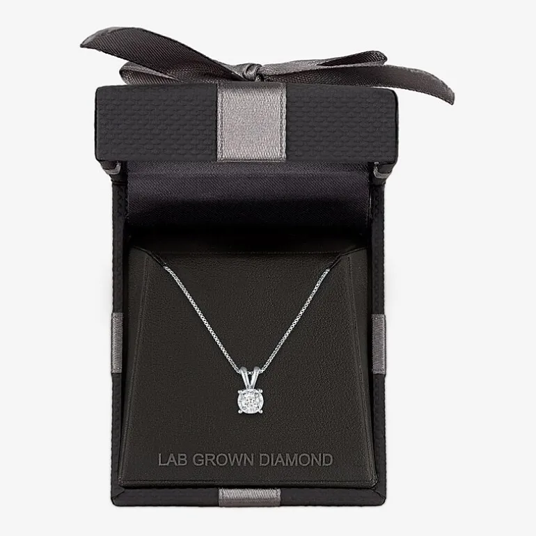 (G-H / I1-I2) Womens 1/5 CT. Lab Grown White Diamond Sterling Silver Round 18 Inch Pendant Necklace