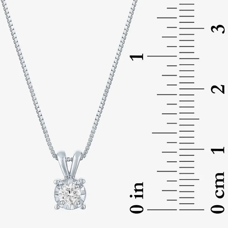 (G-H / I1-I2) Womens 1/5 CT. Lab Grown White Diamond Sterling Silver Round 18 Inch Pendant Necklace