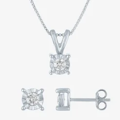 (G-H / I1-I2) Womens 1/3 CT. T.W. Lab-Grown Diamond Sterling Silver Round 2-pc. Jewelry Set