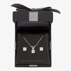 (G-H / I1-I2) Womens 1/3 CT. T.W. Lab-Grown Diamond Sterling Silver Round 2-pc. Jewelry Set
