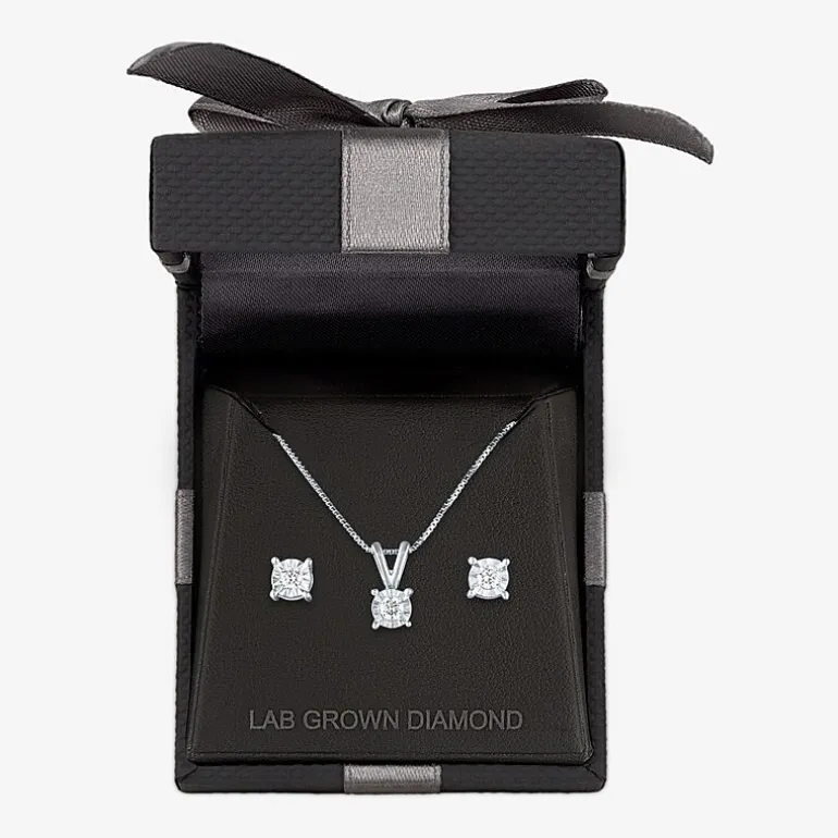 (G-H / I1-I2) Womens 1/3 CT. T.W. Lab-Grown Diamond Sterling Silver Round 2-pc. Jewelry Set