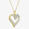 (G-H / I1-I2) Womens 5/8 CT. T.W. Lab Grown White Diamond 14K Gold Over Silver Sterling Silver Heart 18 Inch Pendant Necklace