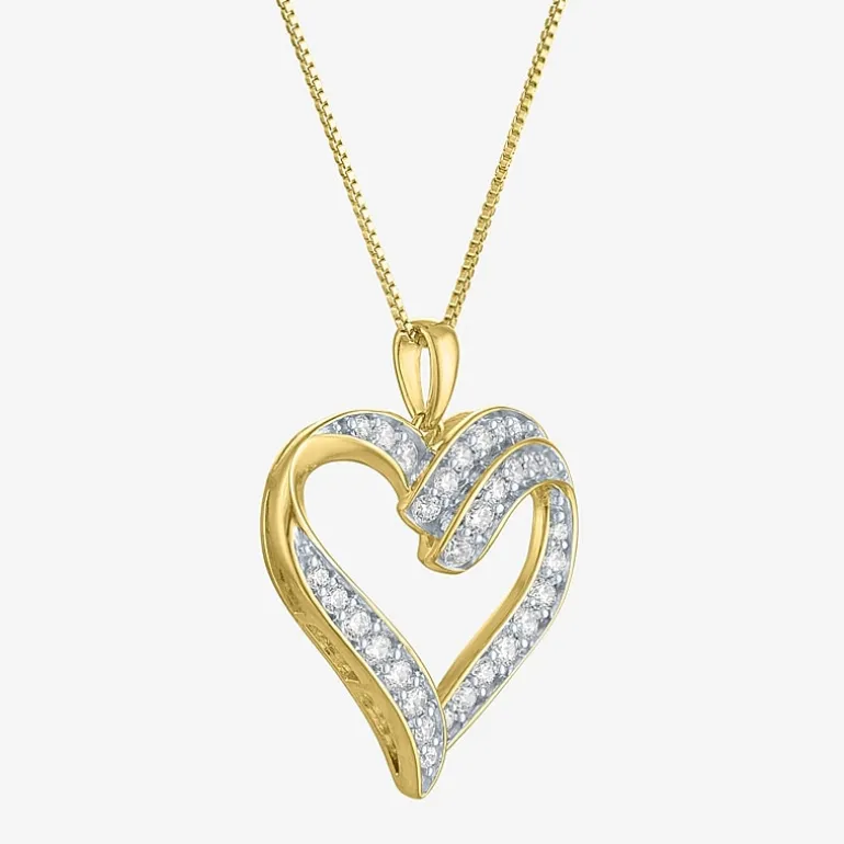 (G-H / I1-I2) Womens 5/8 CT. T.W. Lab Grown White Diamond 14K Gold Over Silver Sterling Silver Heart 18 Inch Pendant Necklace