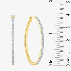 (G-H / I1-I2) Womens 1/4 CT. T.W. Lab Grown White Diamond Sterling Silver 40mm Hoop Earrings