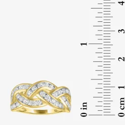 (G-H / I1-I2) Womens 1 CT. T.W. Lab Grown White Diamond 10K Gold Crossover Cocktail Ring
