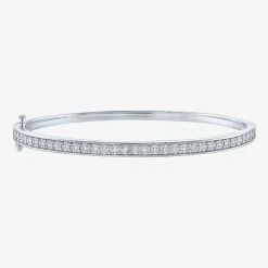 (G-H / SI2-I1) 1/4 CT. T.W. Lab Grown White Diamond Sterling Silver or 14K Gold Over Silver Bangle Bracelet