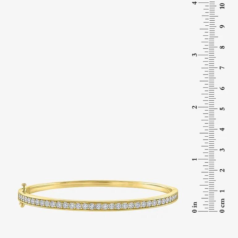 (G-H / SI2-I1) 1/4 CT. T.W. Lab Grown White Diamond Sterling Silver or 14K Gold Over Silver Bangle Bracelet