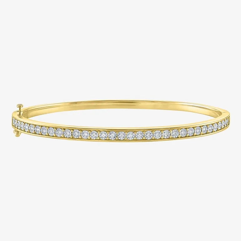 (G-H / SI2-I1) 1/4 CT. T.W. Lab Grown White Diamond Sterling Silver or 14K Gold Over Silver Bangle Bracelet