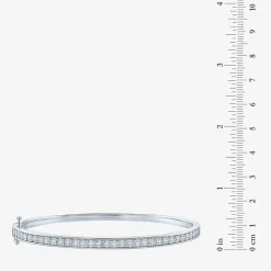 (G-H / SI2-I1) 1/4 CT. T.W. Lab Grown White Diamond Sterling Silver or 14K Gold Over Silver Bangle Bracelet