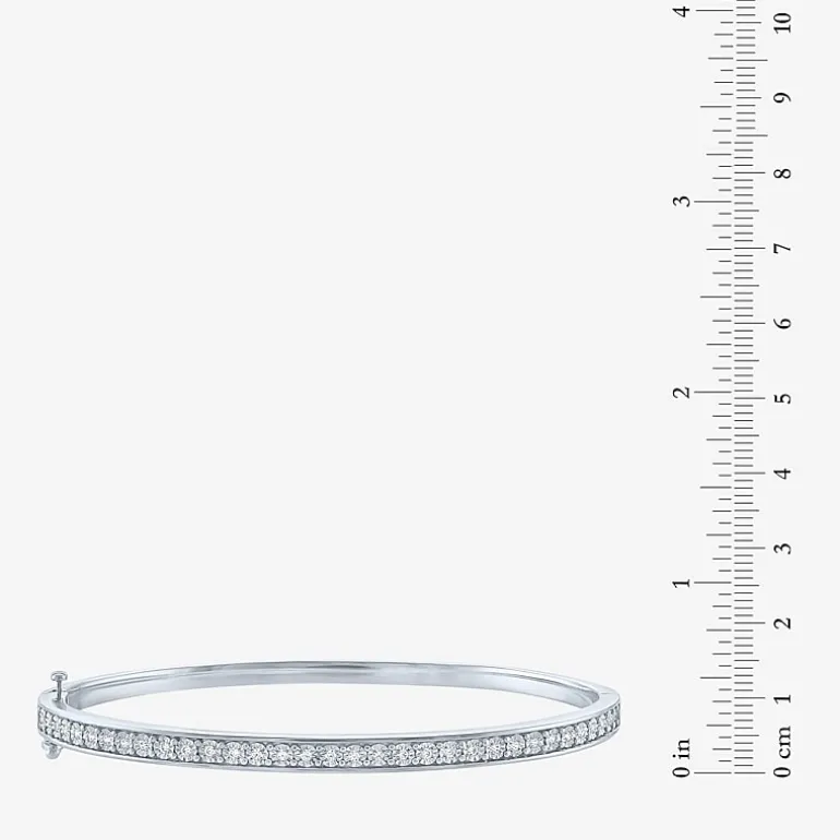 (G-H / SI2-I1) 1/4 CT. T.W. Lab Grown White Diamond Sterling Silver or 14K Gold Over Silver Bangle Bracelet