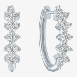 (G-H / Si2-I1) Womens 1/3 CT. T.W. Lab Grown Diamond 10K Gold 16mm Hoop Earrings