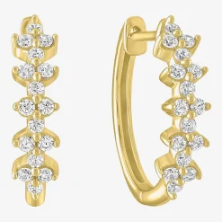 (G-H / Si2-I1) Womens 1/3 CT. T.W. Lab Grown Diamond 10K Gold 16mm Hoop Earrings