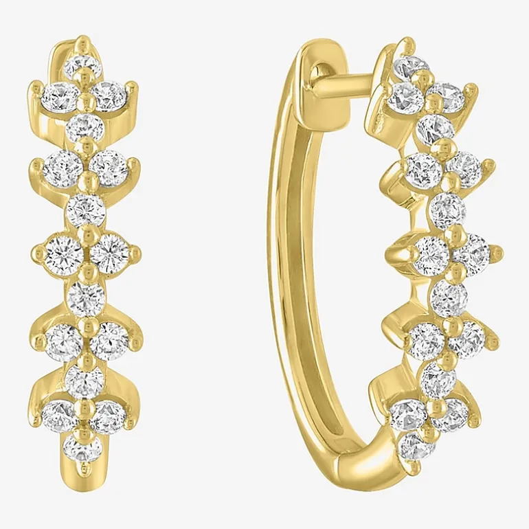 (G-H / Si2-I1) Womens 1/3 CT. T.W. Lab Grown Diamond 10K Gold 16mm Hoop Earrings