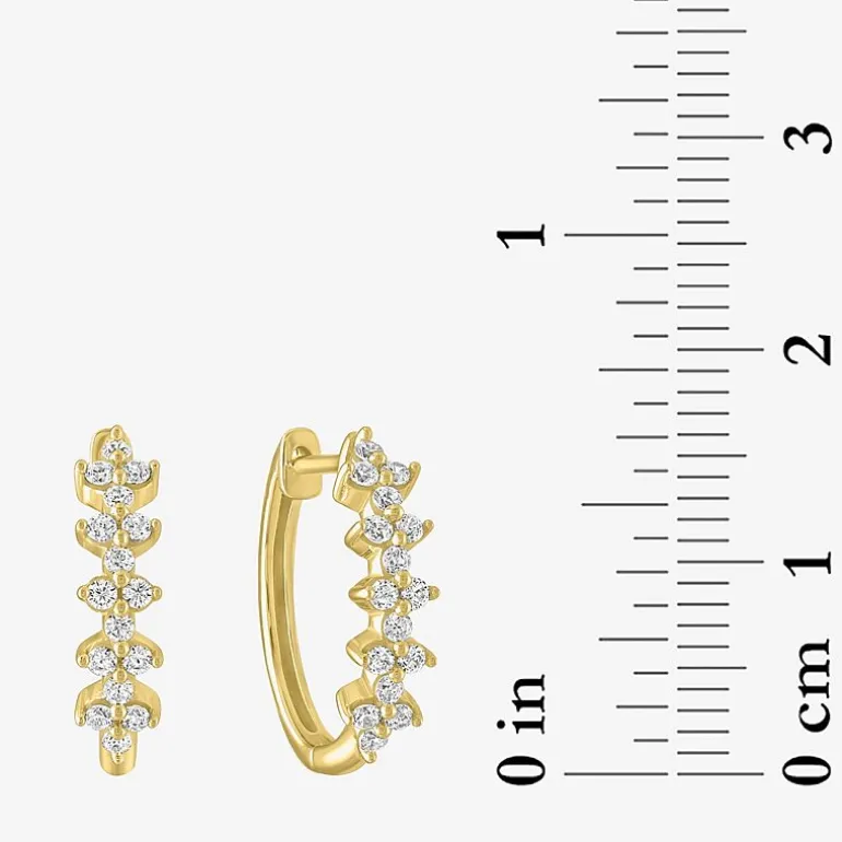 (G-H / Si2-I1) Womens 1/3 CT. T.W. Lab Grown Diamond 10K Gold 16mm Hoop Earrings