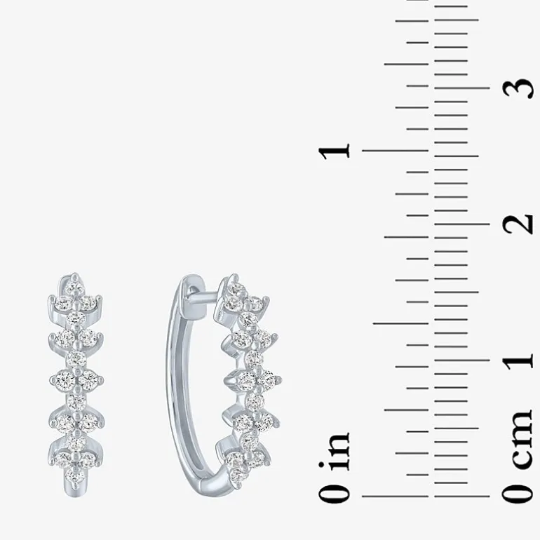 (G-H / Si2-I1) Womens 1/3 CT. T.W. Lab Grown Diamond 10K Gold 16mm Hoop Earrings