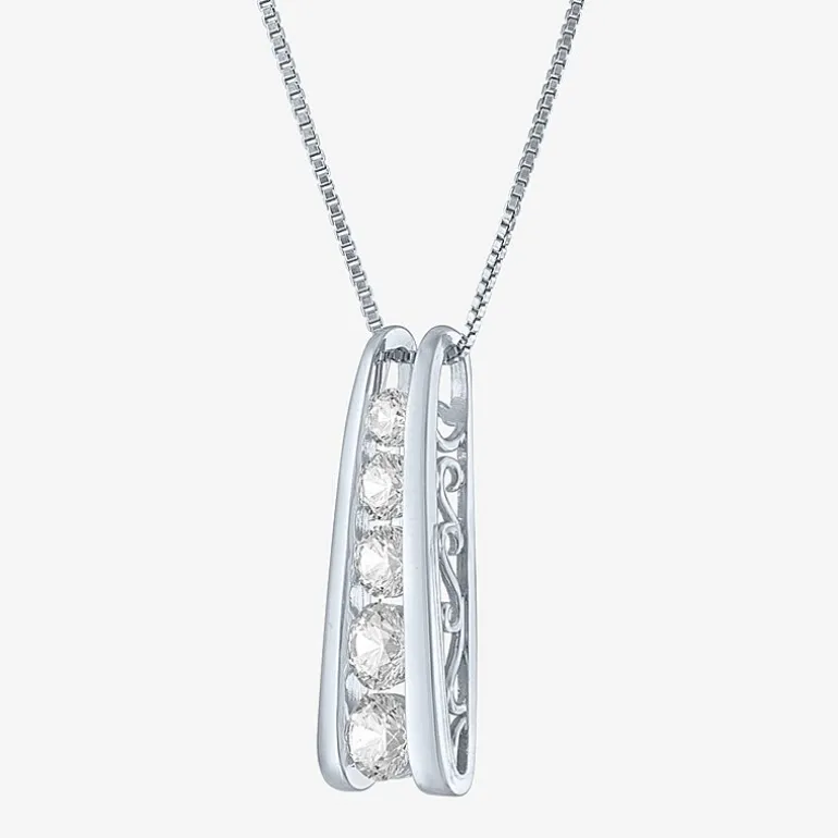 (G-H / SI2-I1) Womens 1 CT.T.W. Lab-Grown Diamond 10K White or Yellow Gold Pendant Necklace