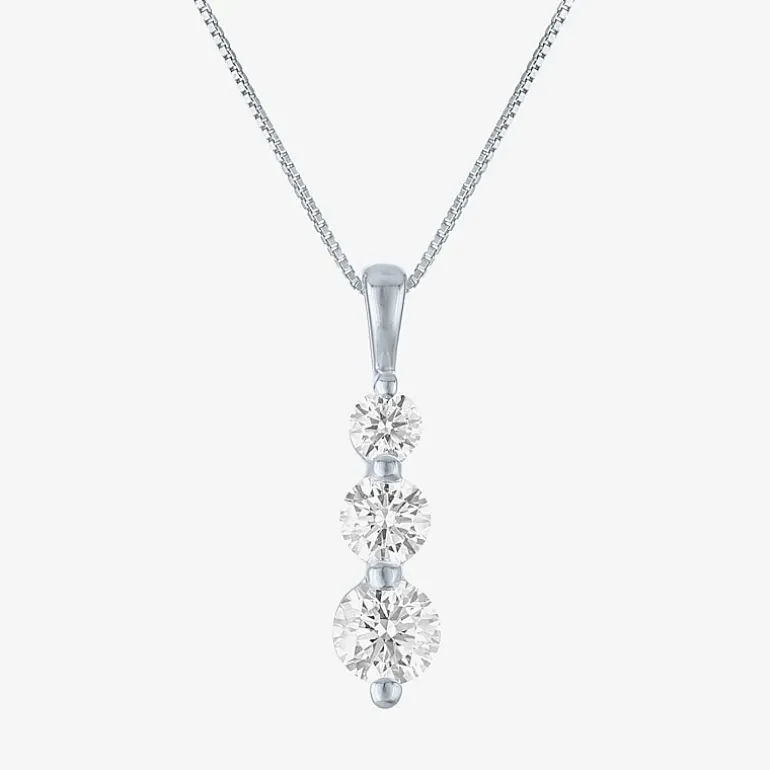 (G-H/Si2-I1) Womens 1 1/2 CT. T.W. Lab Grown White Diamond Sterling Silver 18 Inch Pendant Necklace